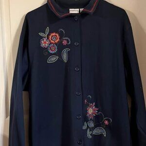 Bonworth Blue Jacket with flowers size 1X